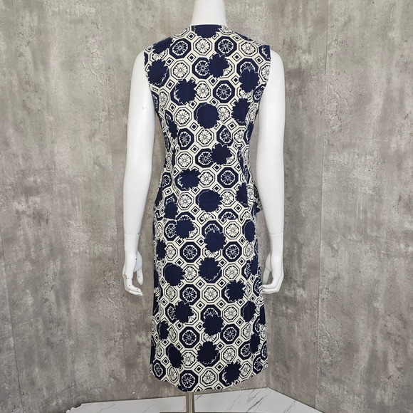 Vintage 60s Handmade 2 Piece Skirt Set S Navy White Floral Mod Sleeveless Top - Picture 7 of 10